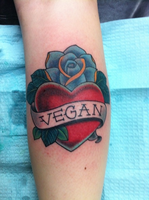 Heart and vegan tattoo