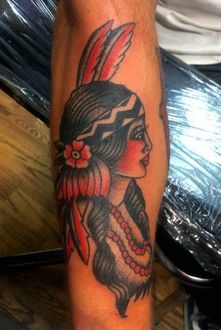 Indian girl tattoo by Robert Ryan