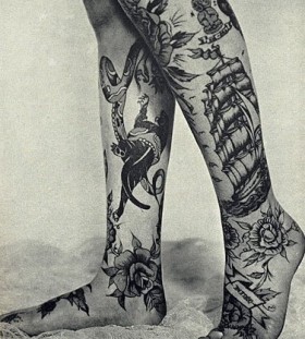 Leg and feet ship tattoo