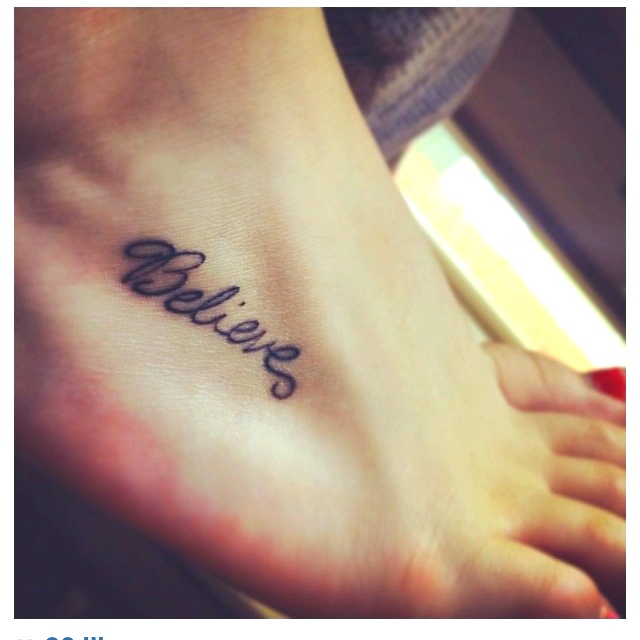 Leg believe tattoo