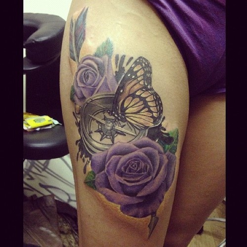 Leg purple tattoo