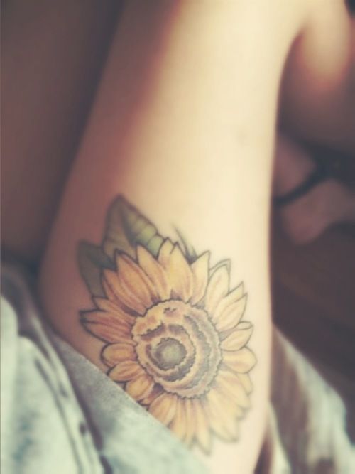 Leg sunflower tattoo