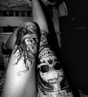 Legs skull tattoo