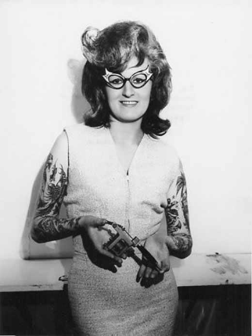 Lovely woman retro style tattoo