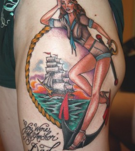 Lovely woman tattoo by Mike Schweigert