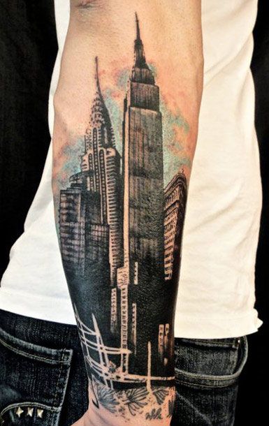 Man architecture tattoos