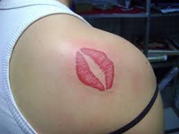 Nice red lips tattoo