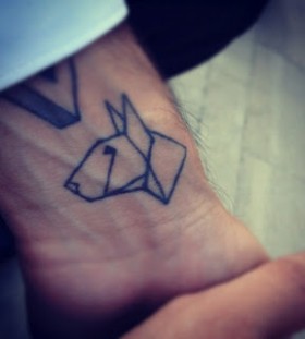 Origami dog minimalistic style tattoo
