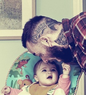 Pretty father and daughter tattoo