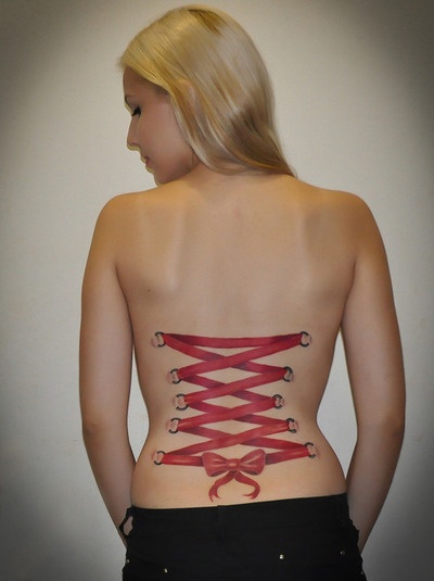 Red corset tattoo