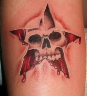 Scary tattoo with skull and star