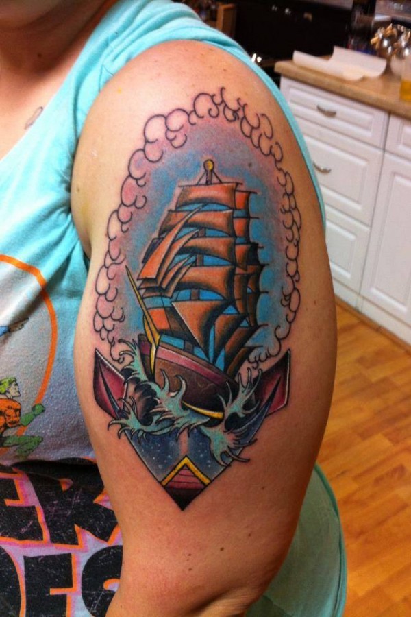 Ship tattoo by Art Junkies