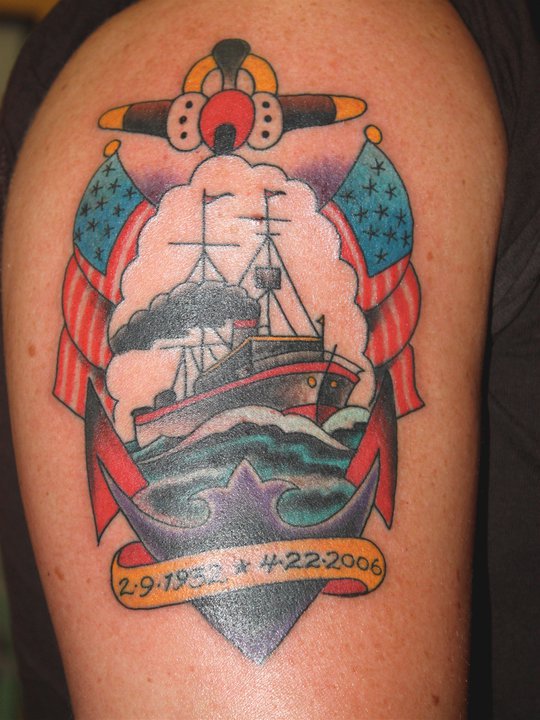 Ships tattoo by Mike Schweigert