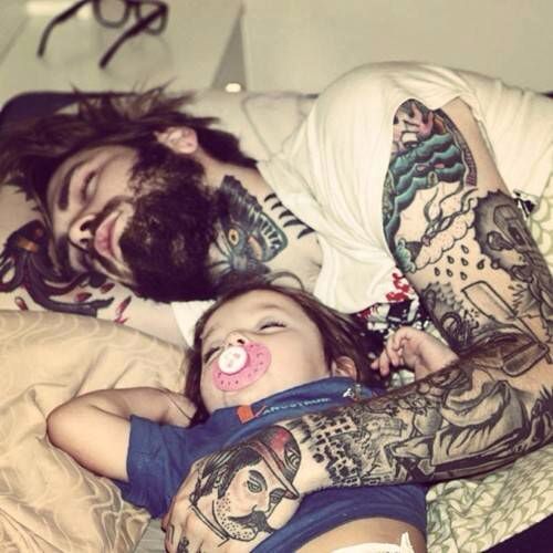 Sleeping father and daughter tattoo