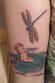 Small baby tattoo in the pool
