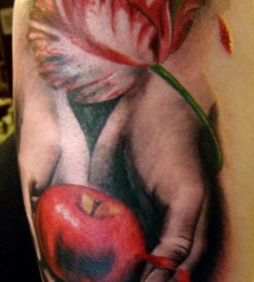 Tulip and apple tattoo