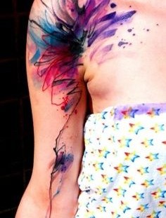 Watercolor purple tattoo