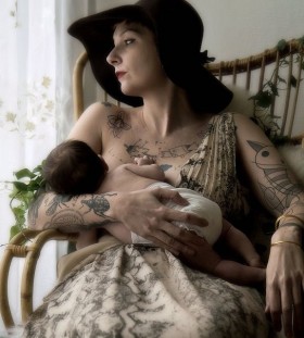 Woman and kids tattoo