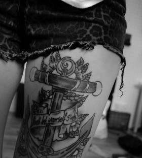 Woman leg tattoo