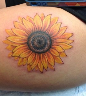 Yellow sunflower tattoo