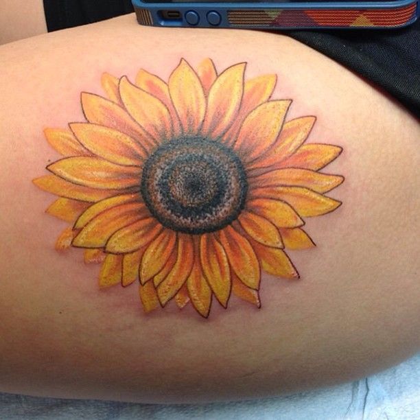Yellow sunflower tattoo