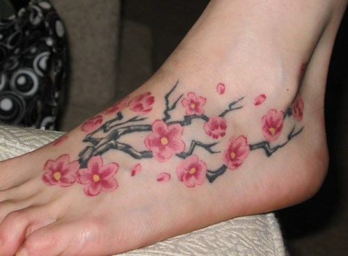 cherry blossoms on the foot