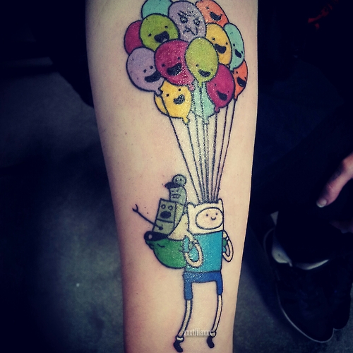 colorful balloons and cartoon