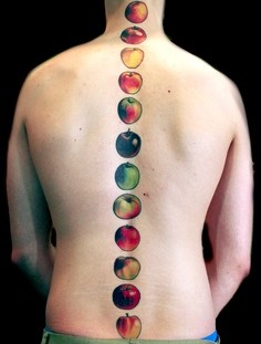 different apple tatoos on back