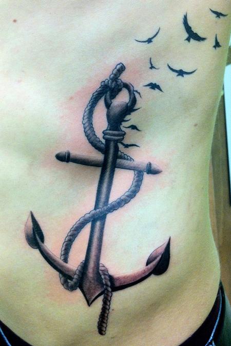 flying birds with anchor