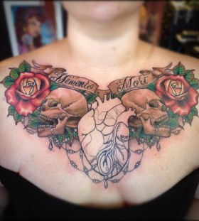 skull with rose and bee