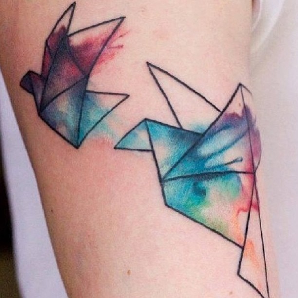 watercolor-origami-bird