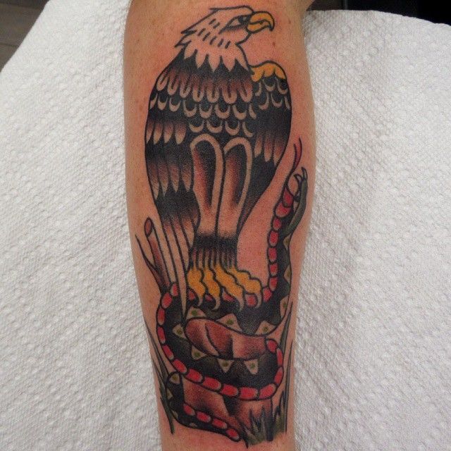 Adorable eagle tattoo by Dustin Barnhart
