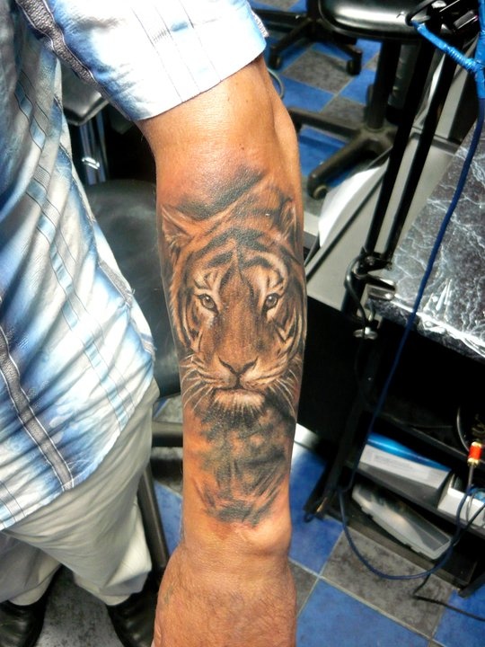 Amaizing tiger tattoo by Adam Kremer