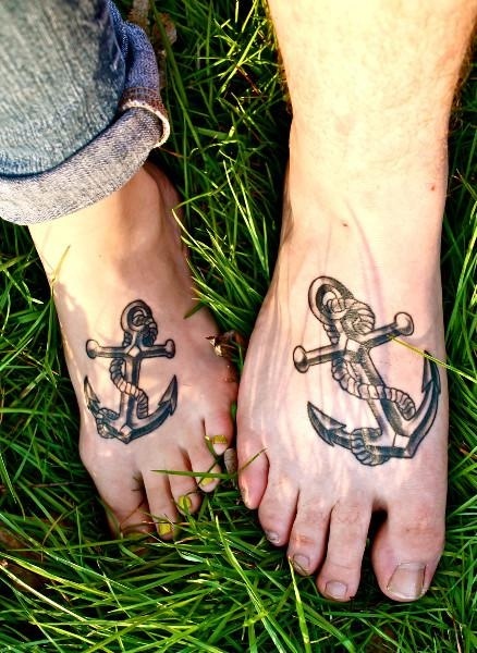 Anchor foot tattoo