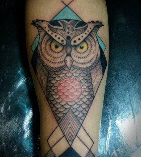 Angry owl tattoo by Tyago Silva