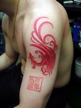 Asian style red tattoo