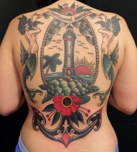 Awesome back tattoo by Dustin Barnhart