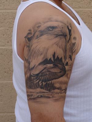 Awesome eagle shoulder football tattoo