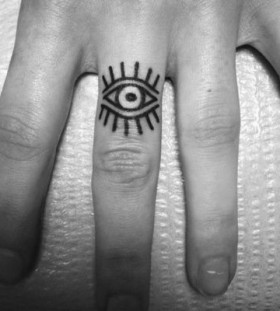 Awesome finger eye tattoo