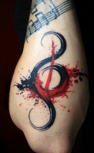 Black and red music style tattoo