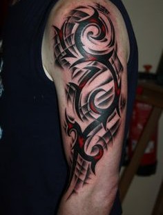 Black and red tribal tattoo