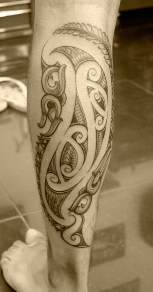 Black and white legs tattoo