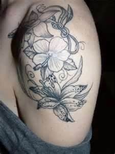 Black and white lotus flower tattoo
