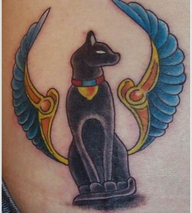 Black cat Egypt style tattoo