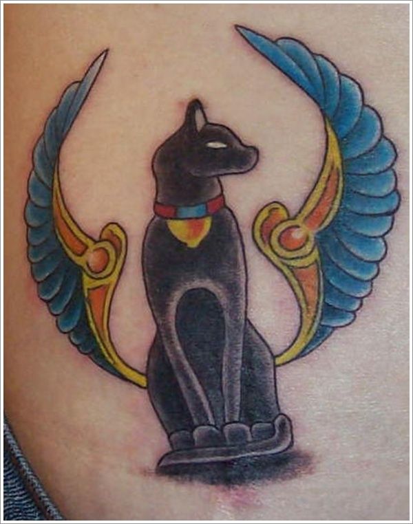 Black cat Egypt style tattoo