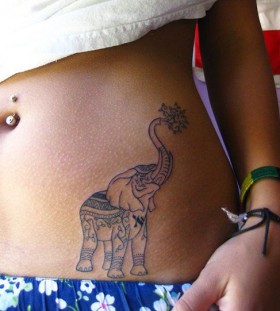 Black elephant girl tattoo