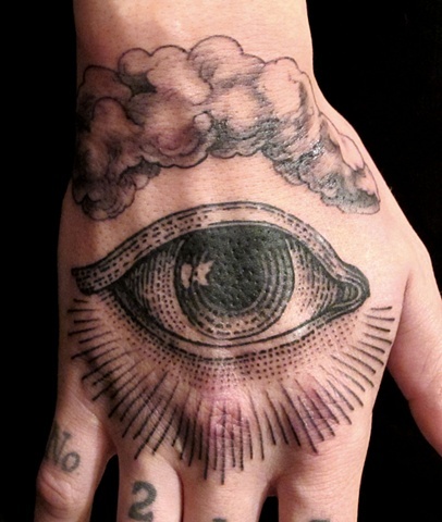 Black hand eye tattoo