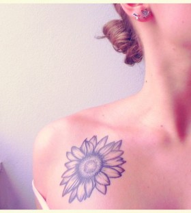 Black sunflower tattoo