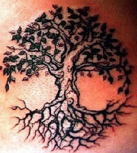 Black tree tattoo