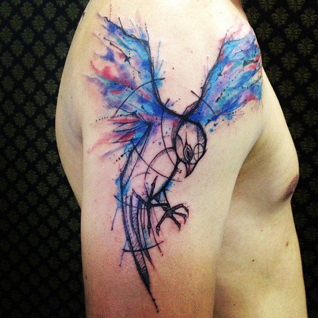 Blue bird tattoo by Tyago Compiani